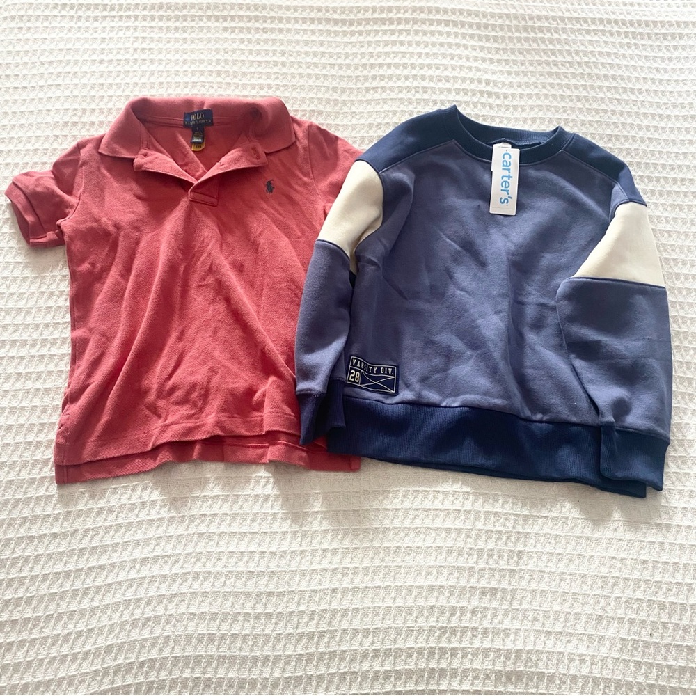 Polo by Ralph Lauren Kids Red Polo Shirt and Carter's Blue Sweatshirt